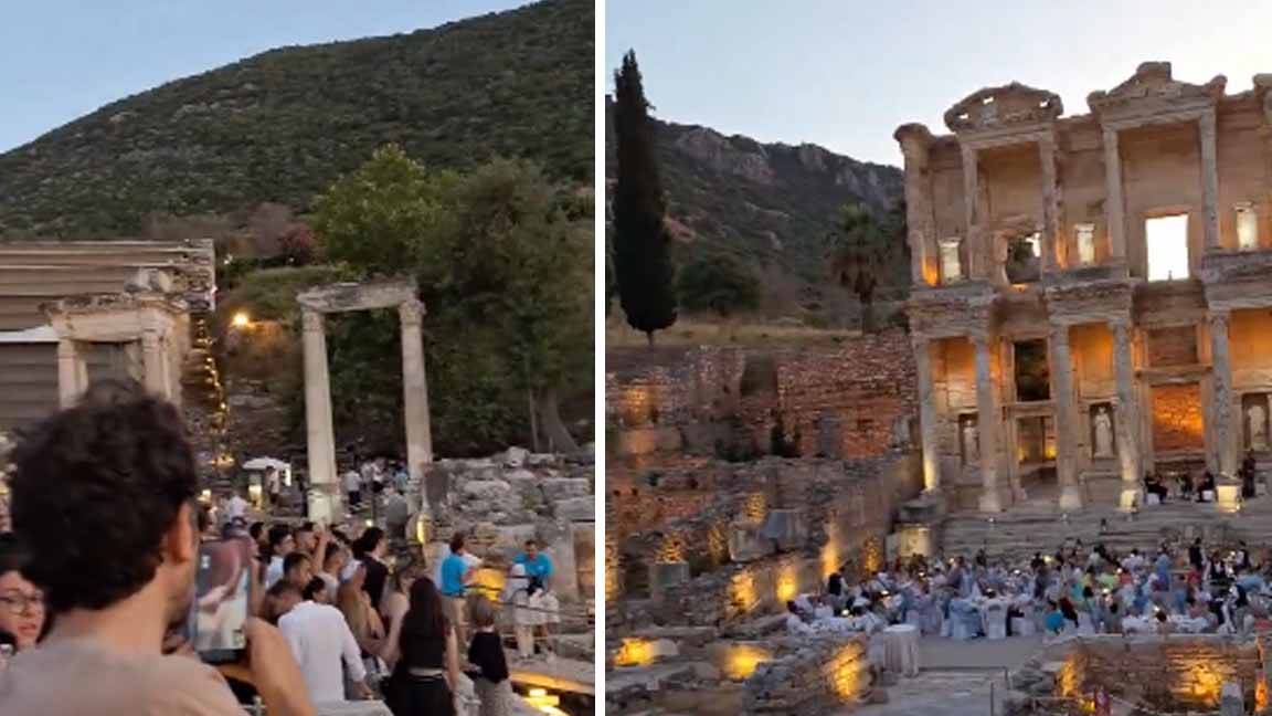 Efes Antik Kenti’nde “özel davet” krizi: Kütüphaneye alınmayan vatandaşlar tepki gösterdi
